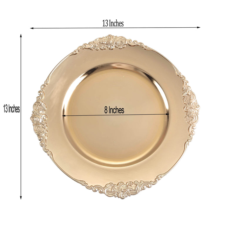 6 pcs 13" Round with Embossed Rim Charger Plates