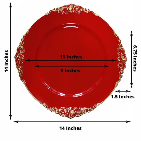 6 pcs 13" Round with Embossed Rim Charger Plates