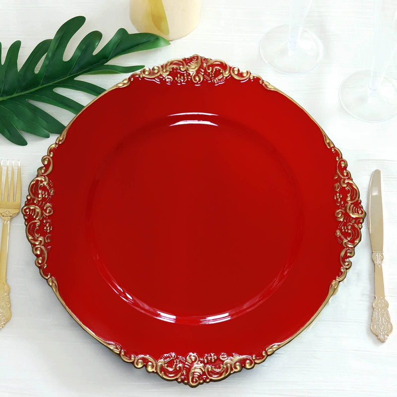 6 pcs 13" Round with Embossed Rim Charger Plates