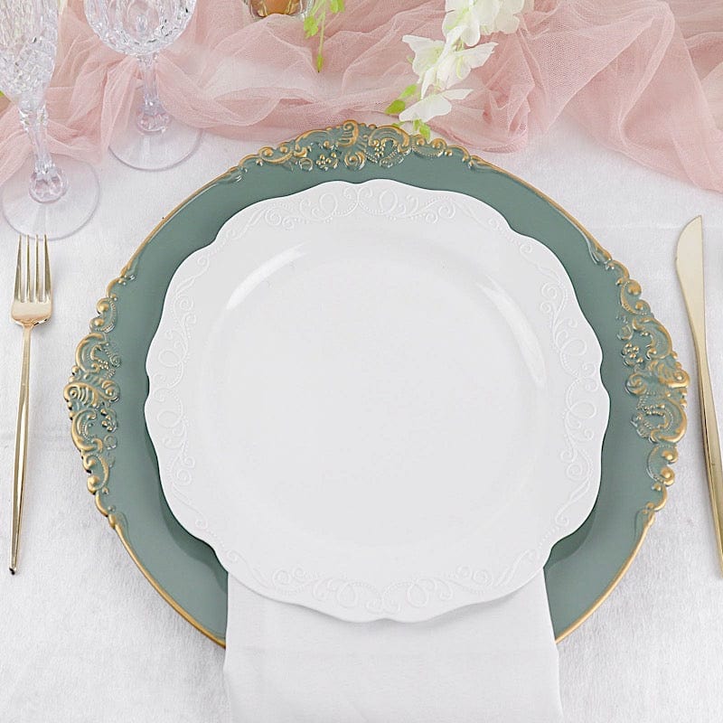 6 pcs 13" Round with Embossed Rim Charger Plates