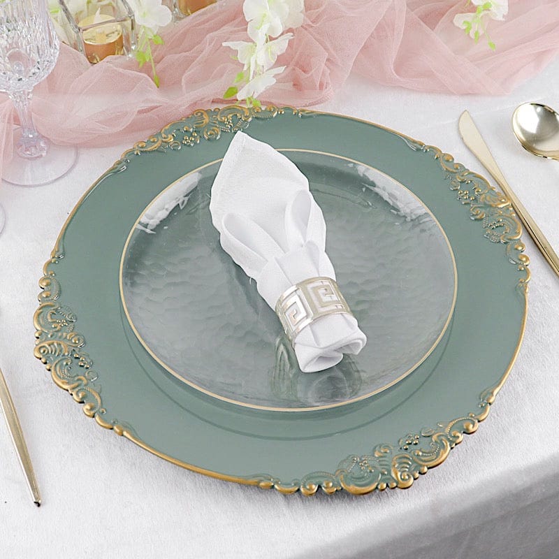 6 pcs 13" Round with Embossed Rim Charger Plates