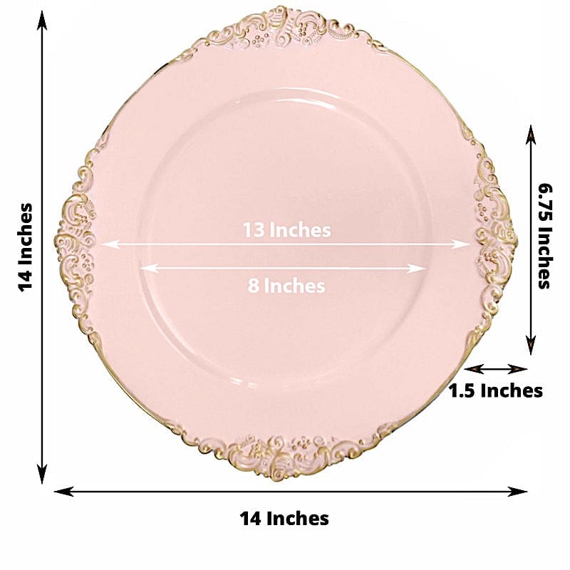 6 pcs 13" Round with Embossed Rim Charger Plates