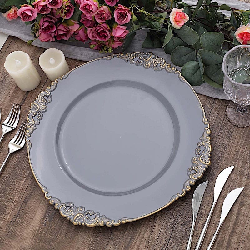 6 pcs 13" Round with Embossed Rim Charger Plates