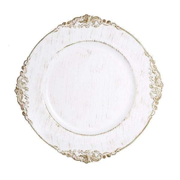 6 pcs 13" Round with Embossed Rim Charger Plates CHRG_1310_ANTQ