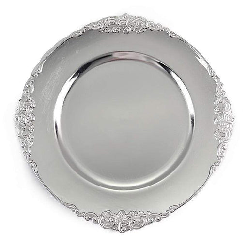 6 pcs 13" Round with Embossed Rim Charger Plates CHRG_1310_SILV