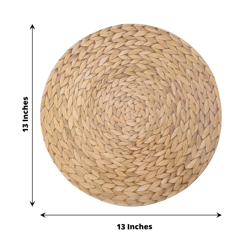 6 pcs 13" Round Woven Rattan Design Charger Plates - Natural DSP_CHRG_R0005_NAT