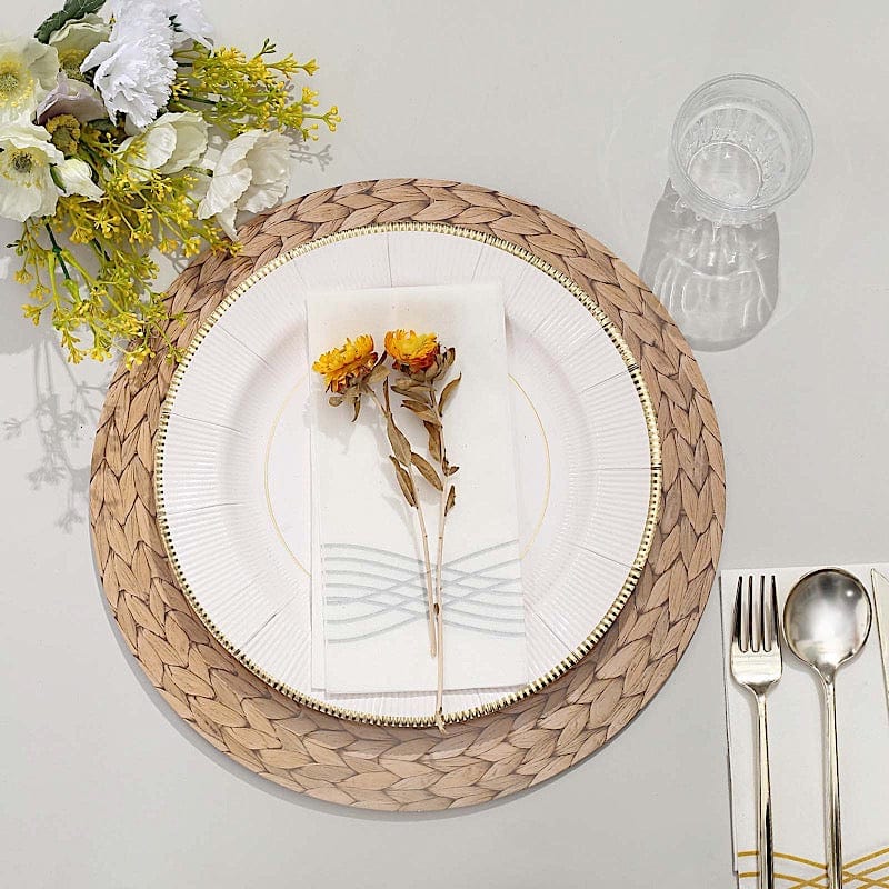 6 pcs 13" Round Woven Rattan Design Charger Plates - Natural DSP_CHRG_R0005_NAT