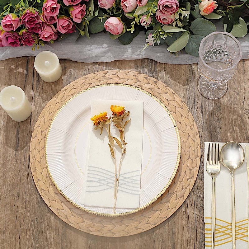 6 pcs 13" Round Woven Rattan Design Charger Plates - Natural DSP_CHRG_R0005_NAT