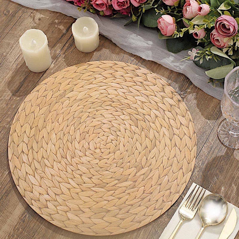 6 pcs 13" Round Woven Rattan Design Charger Plates - Natural DSP_CHRG_R0005_NAT
