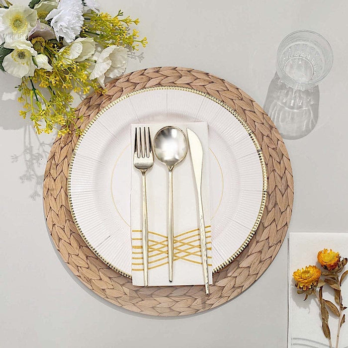 6 pcs 13" Round Woven Rattan Design Charger Plates - Natural DSP_CHRG_R0005_NAT