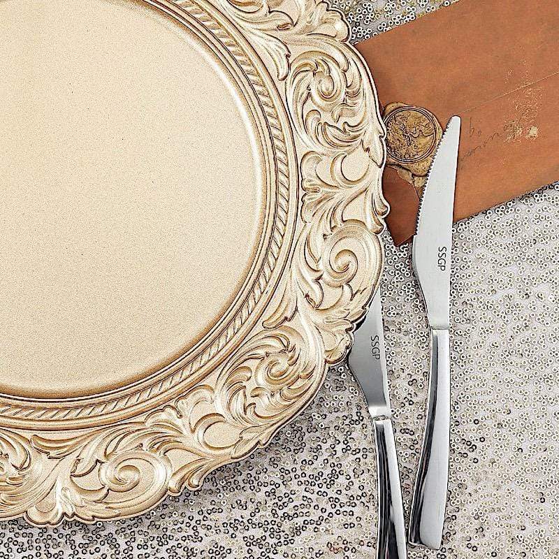 6 pcs 14" Round Baroque Metallic Charger Plates