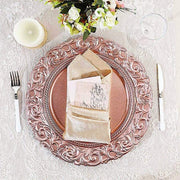 6 pcs 14" Round Baroque Metallic Charger Plates