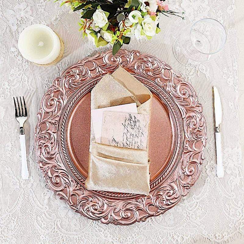 6 pcs 14" Round Baroque Metallic Charger Plates