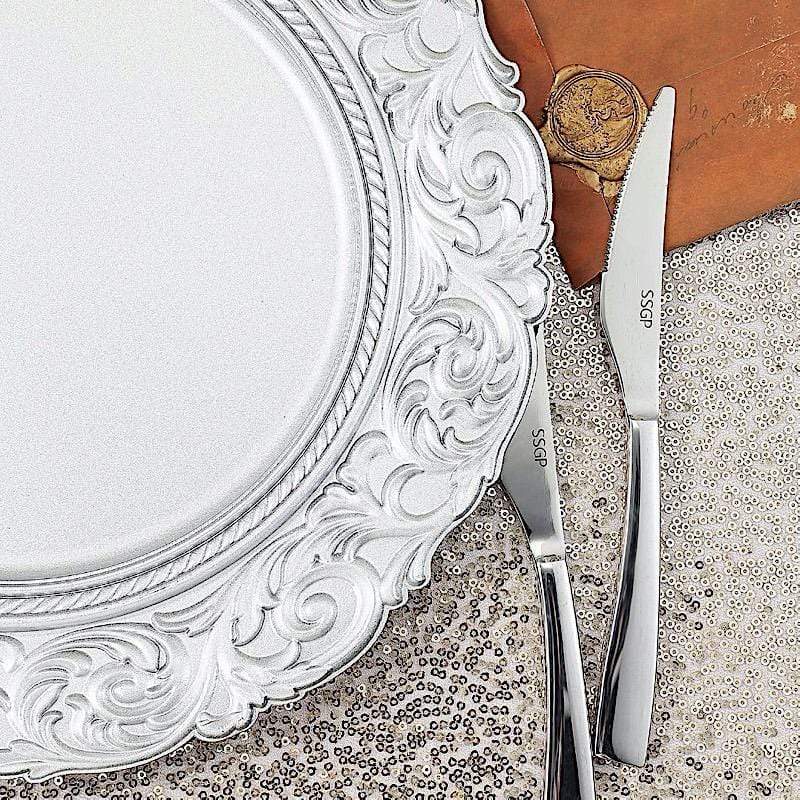 6 pcs 14" Round Baroque Metallic Charger Plates