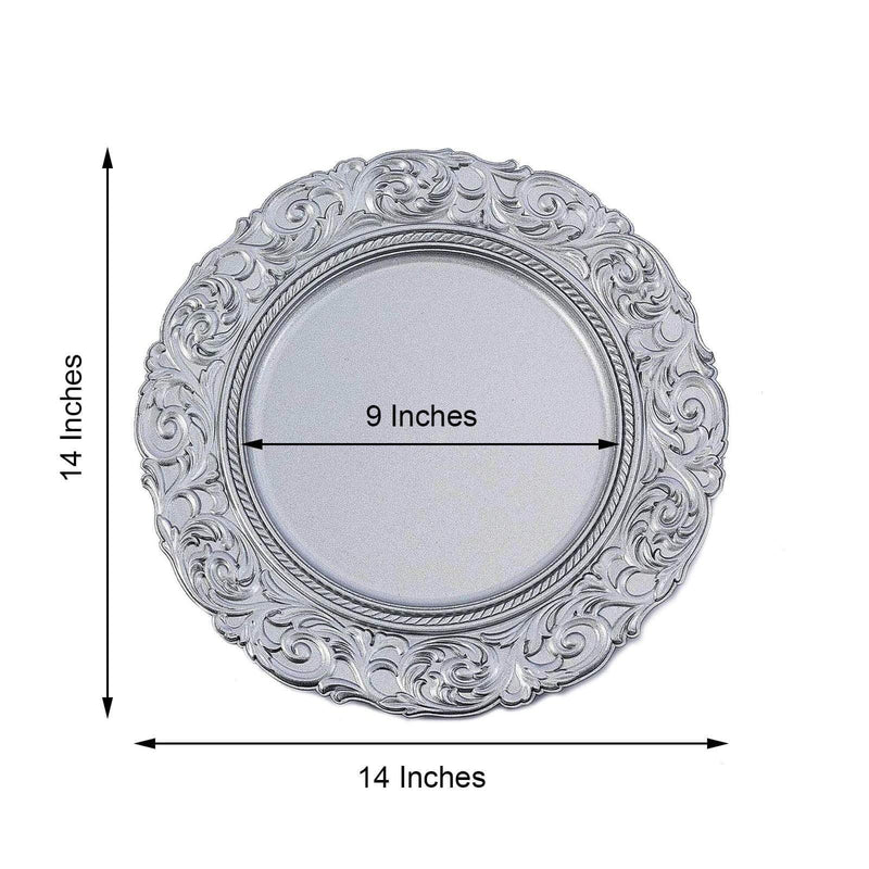 6 pcs 14" Round Baroque Metallic Charger Plates