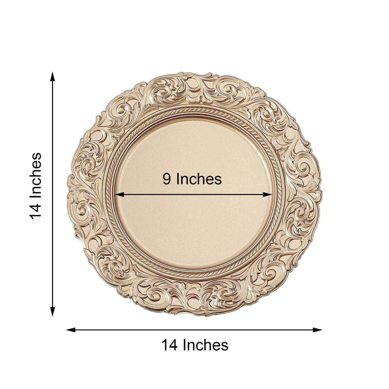 6 pcs 14" Round Baroque Metallic Charger Plates