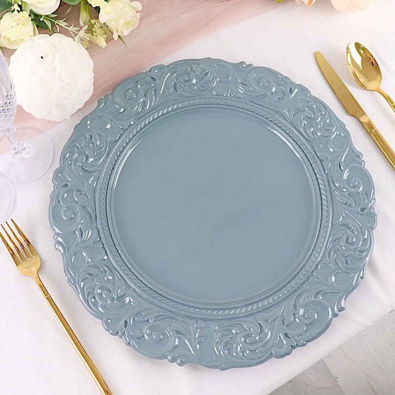 6 pcs 14" Round Baroque Metallic Charger Plates