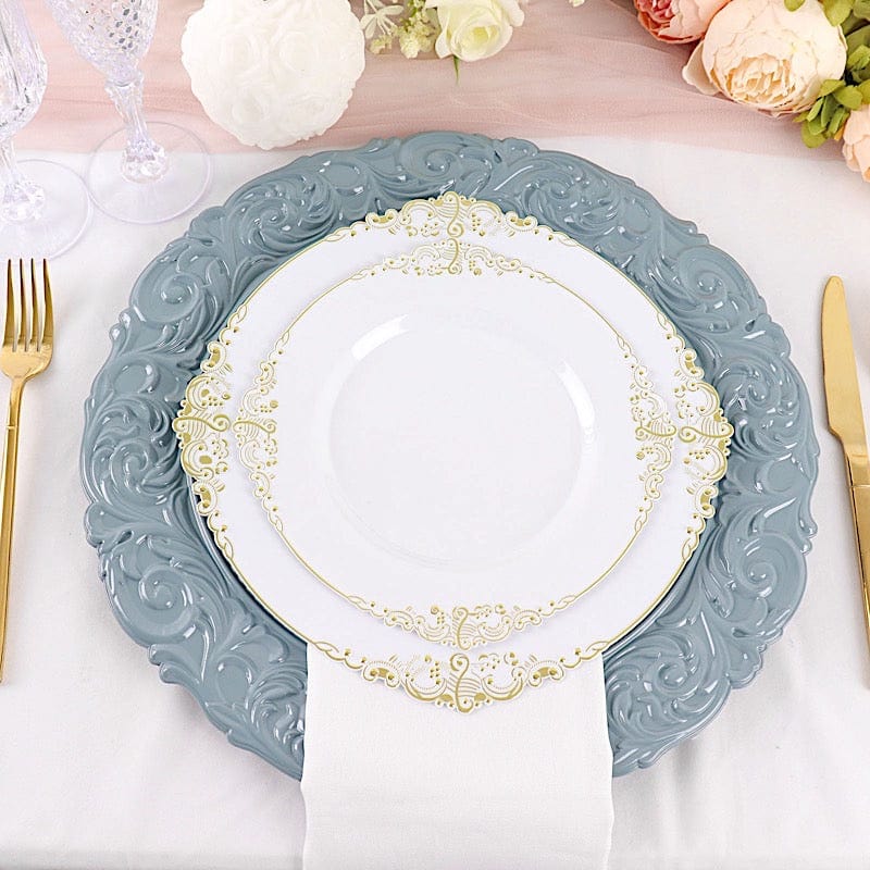 6 pcs 14" Round Baroque Metallic Charger Plates