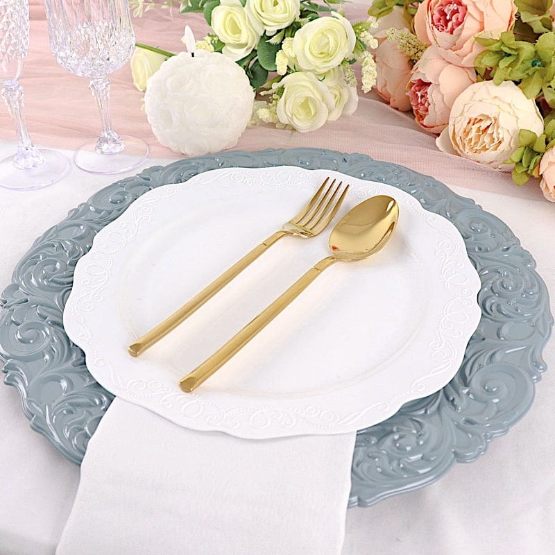 6 pcs 14" Round Baroque Metallic Charger Plates