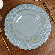 6 pcs 14" Round Baroque Metallic Charger Plates