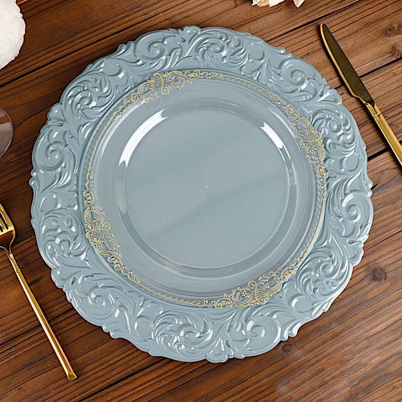 6 pcs 14" Round Baroque Metallic Charger Plates