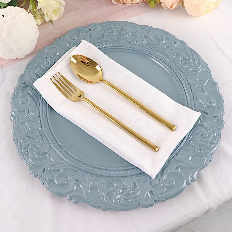 6 pcs 14" Round Baroque Metallic Charger Plates