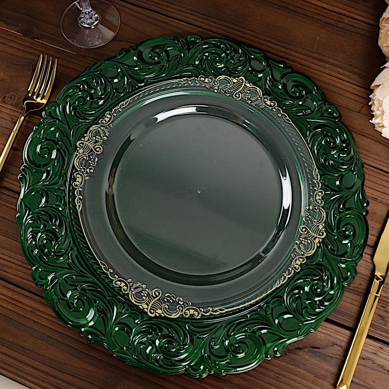 6 pcs 14" Round Baroque Metallic Charger Plates