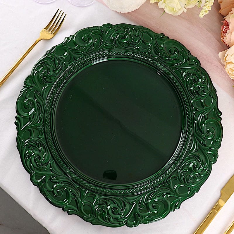 6 pcs 14" Round Baroque Metallic Charger Plates