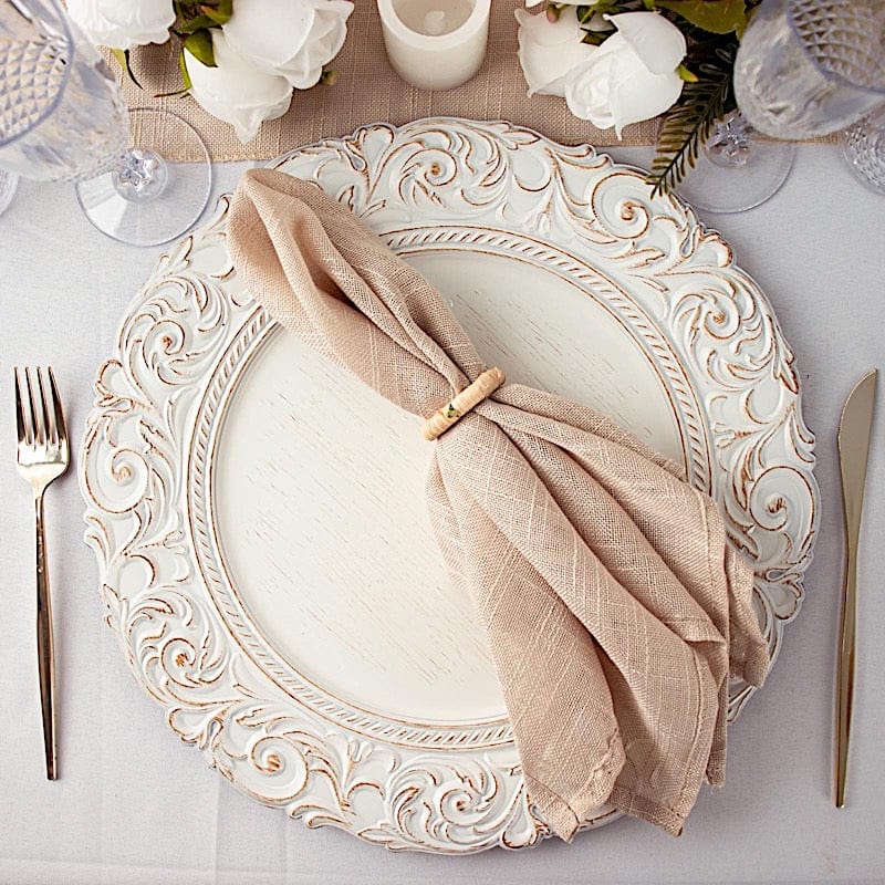 6 pcs 14" Round Baroque Metallic Charger Plates