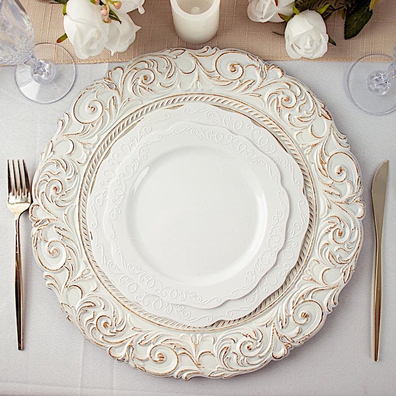 6 pcs 14" Round Baroque Metallic Charger Plates