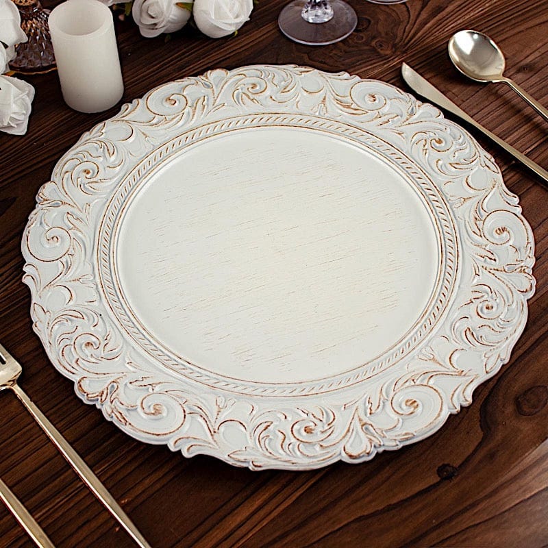 6 pcs 14" Round Baroque Metallic Charger Plates