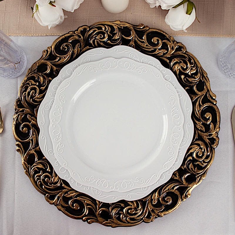 6 pcs 14" Round Baroque Metallic Charger Plates