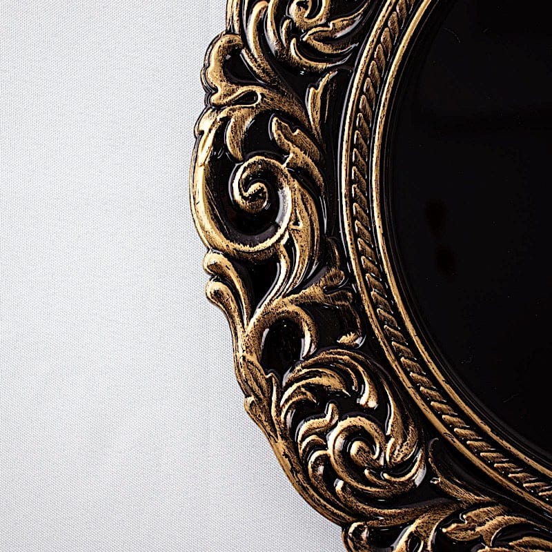 6 pcs 14" Round Baroque Metallic Charger Plates