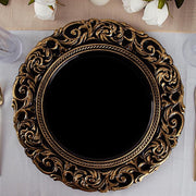 6 pcs 14" Round Baroque Metallic Charger Plates