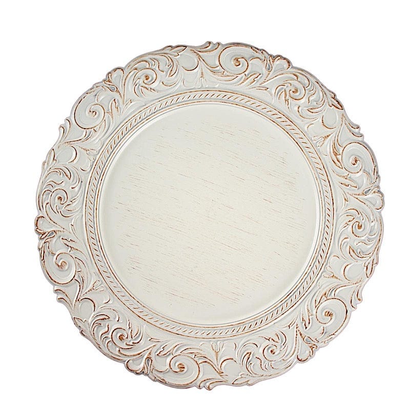 6 pcs 14" Round Baroque Metallic Charger Plates CHRG_PLST0003_ANTQ