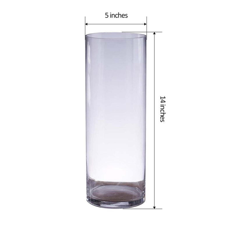 6 pcs 14" tall Cylinder Glass Wedding Centerpieces Vases - Clear VASE_A3_14