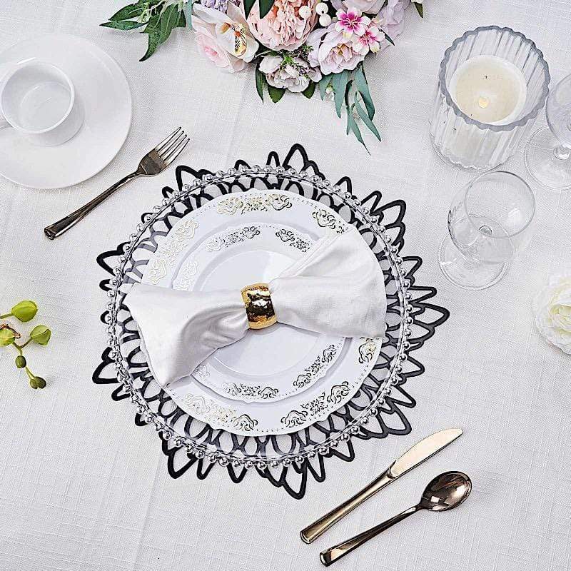 6 pcs 15" wide Dahlia Flower Round Vinyl Placemats