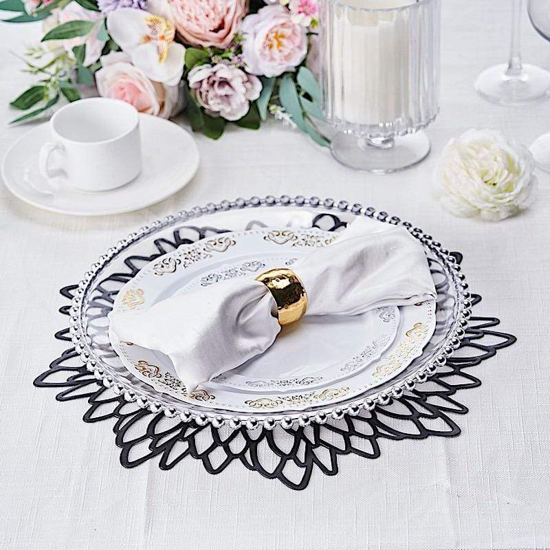 6 pcs 15" wide Dahlia Flower Round Vinyl Placemats