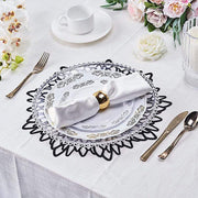 6 pcs 15" wide Dahlia Flower Round Vinyl Placemats