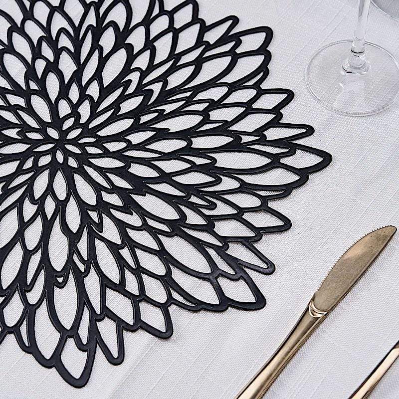 6 pcs 15" wide Dahlia Flower Round Vinyl Placemats