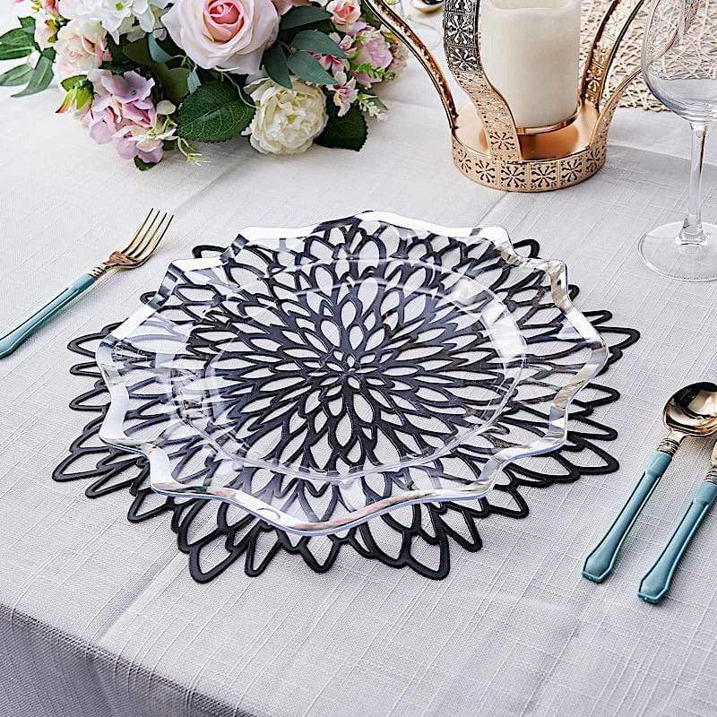 6 pcs 15" wide Dahlia Flower Round Vinyl Placemats