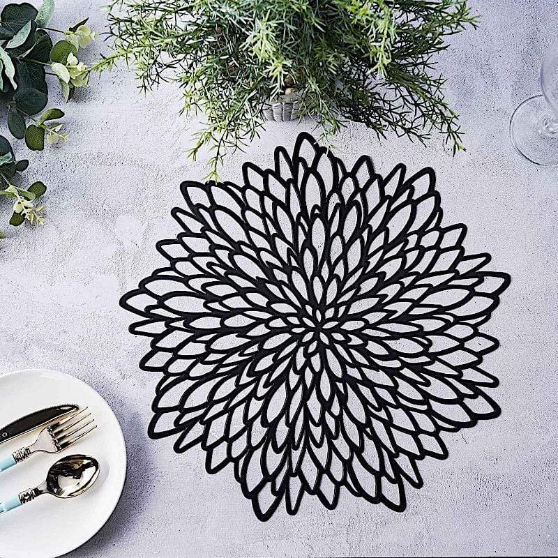 6 pcs 15" wide Dahlia Flower Round Vinyl Placemats