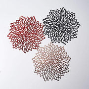 6 pcs 15" wide Dahlia Flower Round Vinyl Placemats