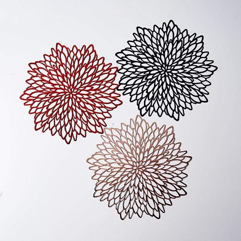 6 pcs 15" wide Dahlia Flower Round Vinyl Placemats