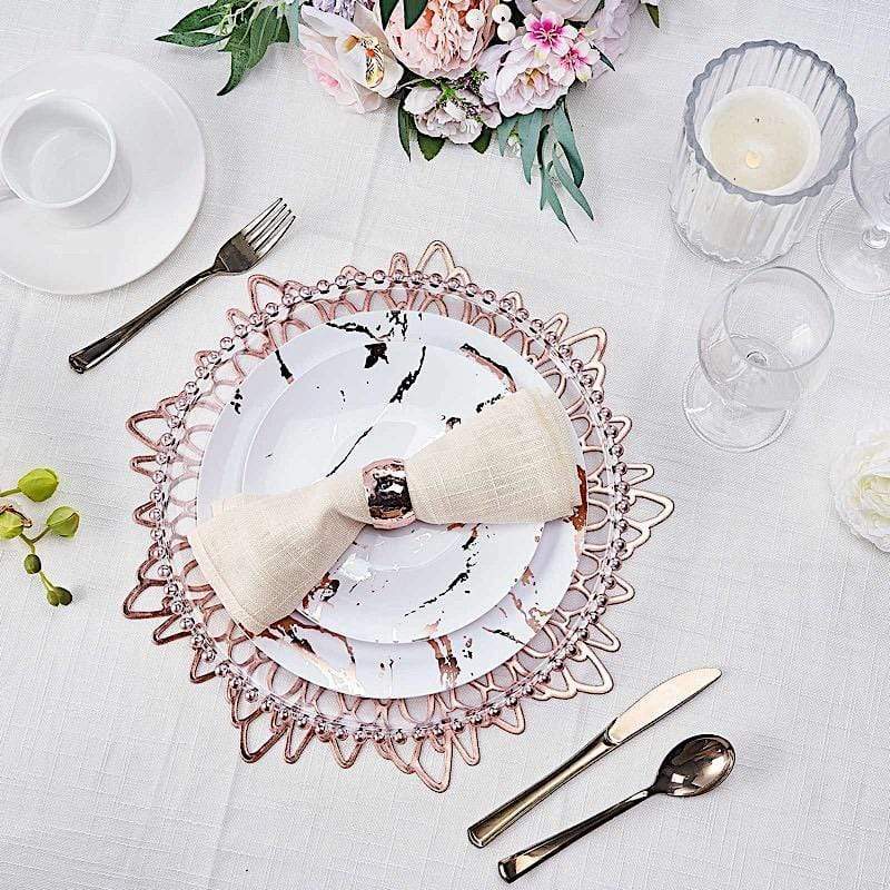 6 pcs 15" wide Dahlia Flower Round Vinyl Placemats