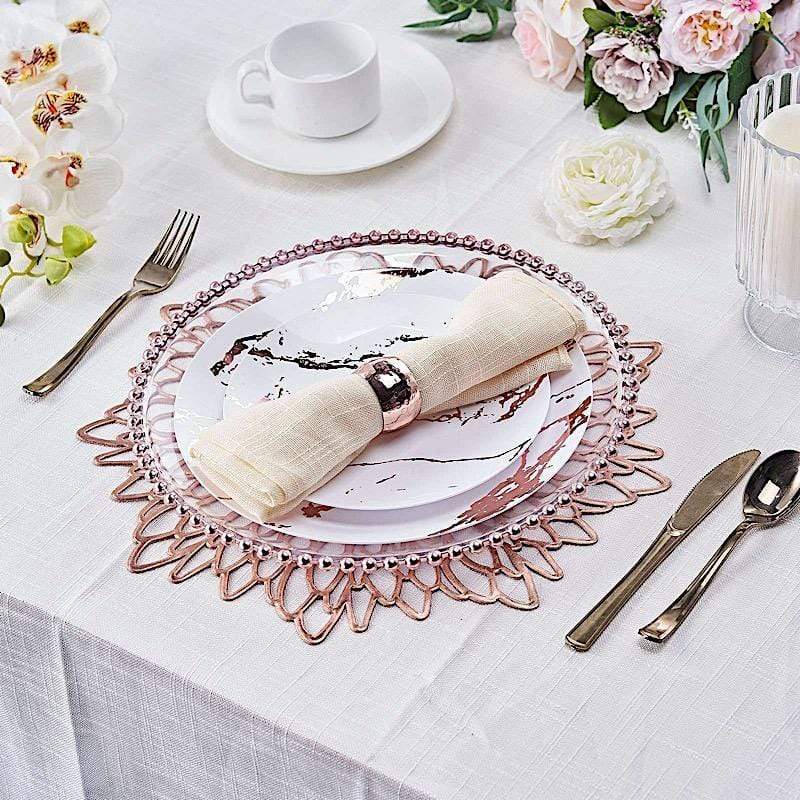 6 pcs 15" wide Dahlia Flower Round Vinyl Placemats