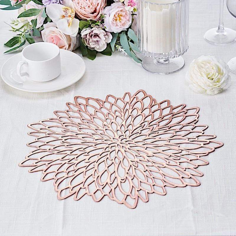 6 pcs 15" wide Dahlia Flower Round Vinyl Placemats