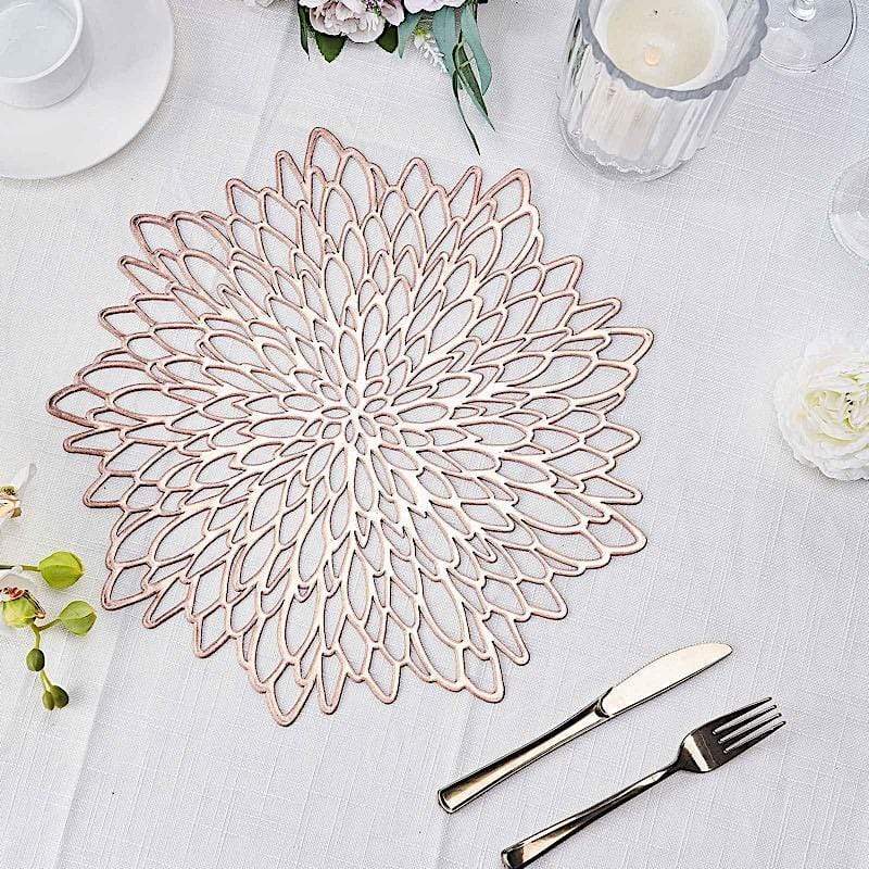 6 pcs 15" wide Dahlia Flower Round Vinyl Placemats