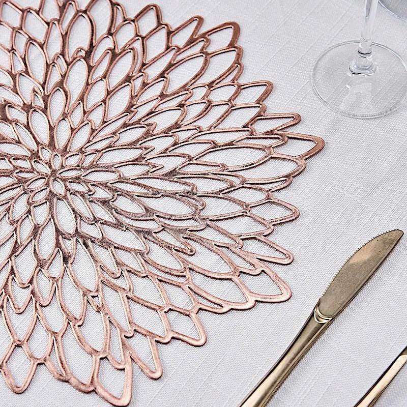 6 pcs 15" wide Dahlia Flower Round Vinyl Placemats