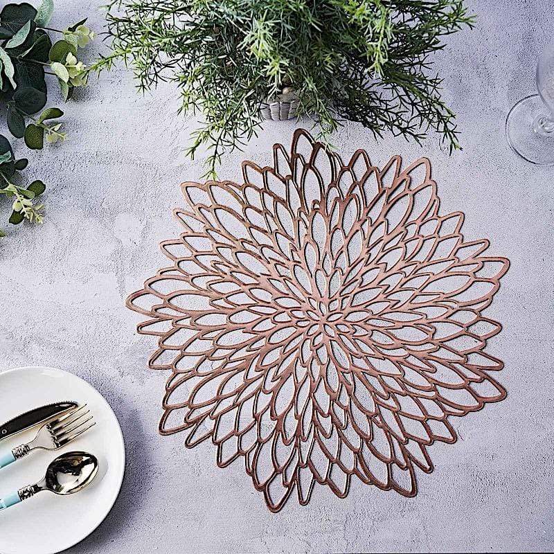 6 pcs 15" wide Dahlia Flower Round Vinyl Placemats